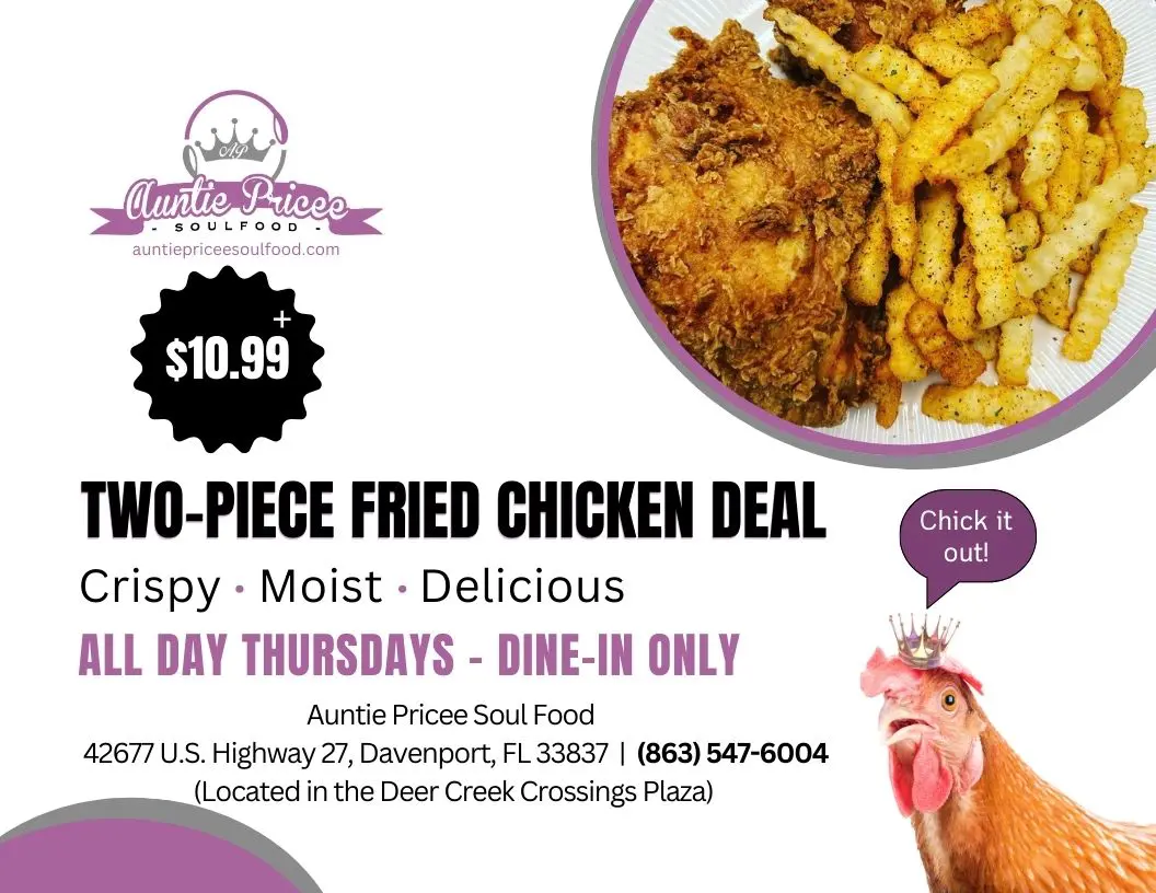 Thursday two-piece chicken deal at Auntie Pricee Soul Food